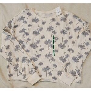 ZOE + LIV NWT PALM TREE LONG SLEEVE CROP TOP WOMENS SIZE MEDIUM
